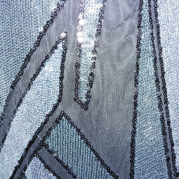 Sequin Dress Size 8 Prom Black Gray Silver Geometric Sparkles Cutout Back OOAK - Picture 7 of 11